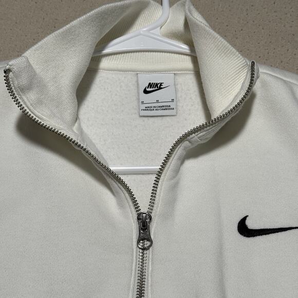 NIKE Women’s White Phoenix Fleece 1/4 Zip Cropped Sweatshirt Size Medium - Picture 4 of 8